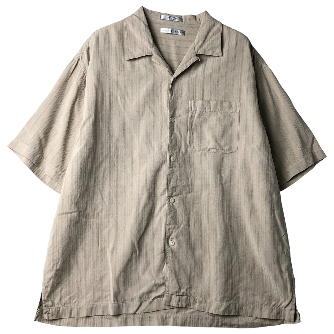 GEOFFREY BEENE Short Sleeve Open Collar Silk Shirt, Box Shirt, Men's XL silk Beige type Vintage Second Hand