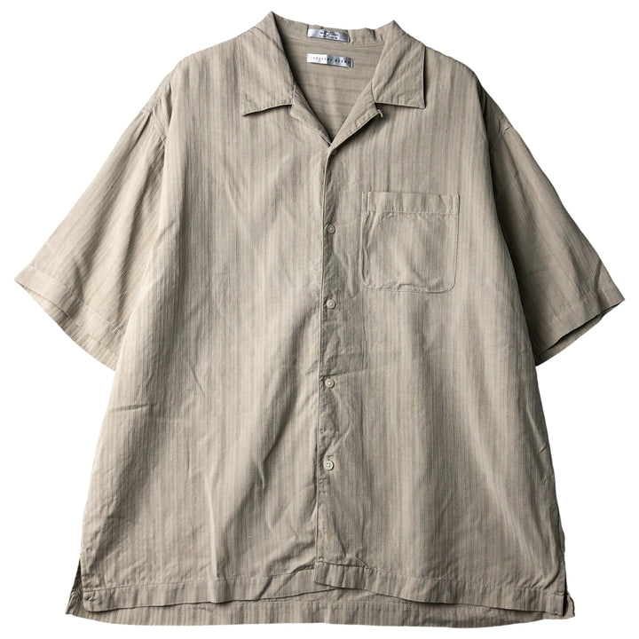 GEOFFREY BEENE Short Sleeve Open Collar Silk Shirt, Box Shirt, Men's XL silk Beige type Vintage Second Hand