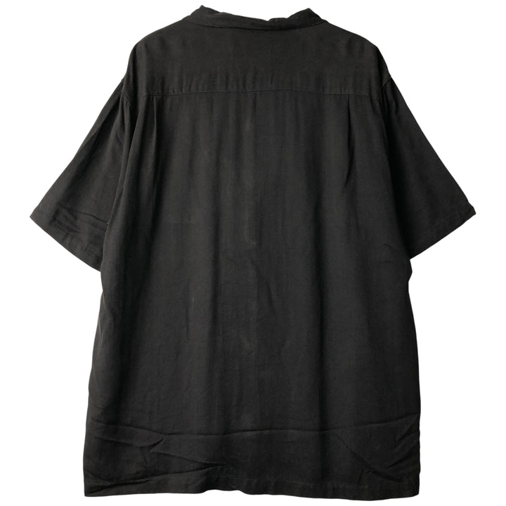Tommy Bahama Original Fit Herringbone Short Sleeve Open Collar Silk Shirt, Men's XL silk black type Vintage Second Hand