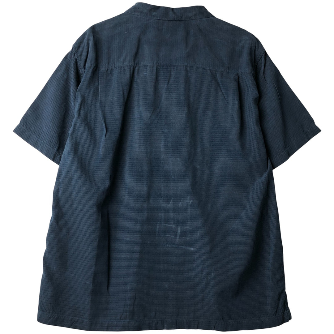 Tommy Bahama short sleeve open collar silk shirt, box shirt, men's XL size silk navy blue type Vintage Second Hand