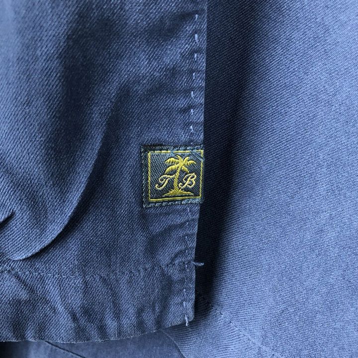 Tommy Bahama Original Fit Short Sleeve Open Collar Silk Shirt, Men's XL silk Navy blue Vintage Second Hand