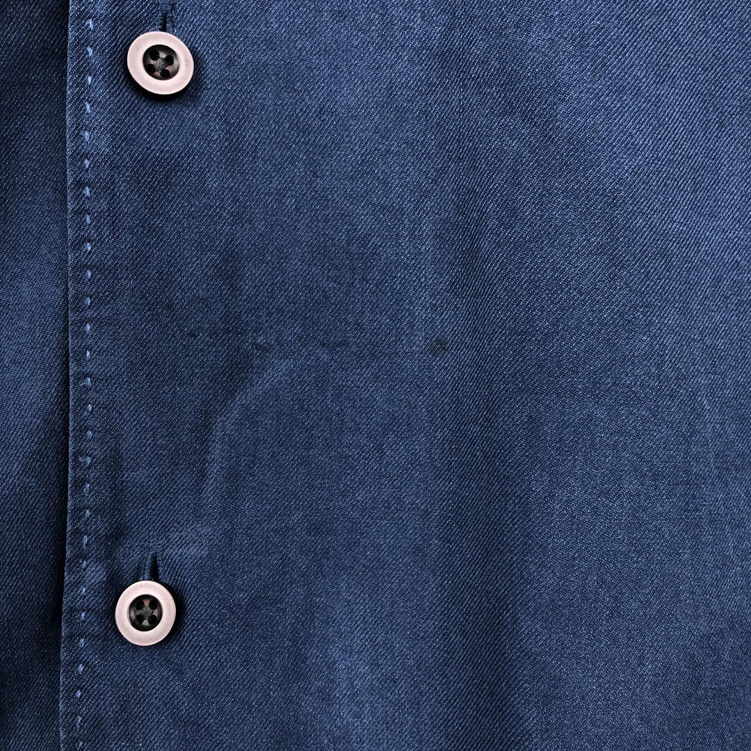 Tommy Bahama Original Fit Short Sleeve Open Collar Silk Shirt, Men's XL silk Navy blue Vintage Second Hand