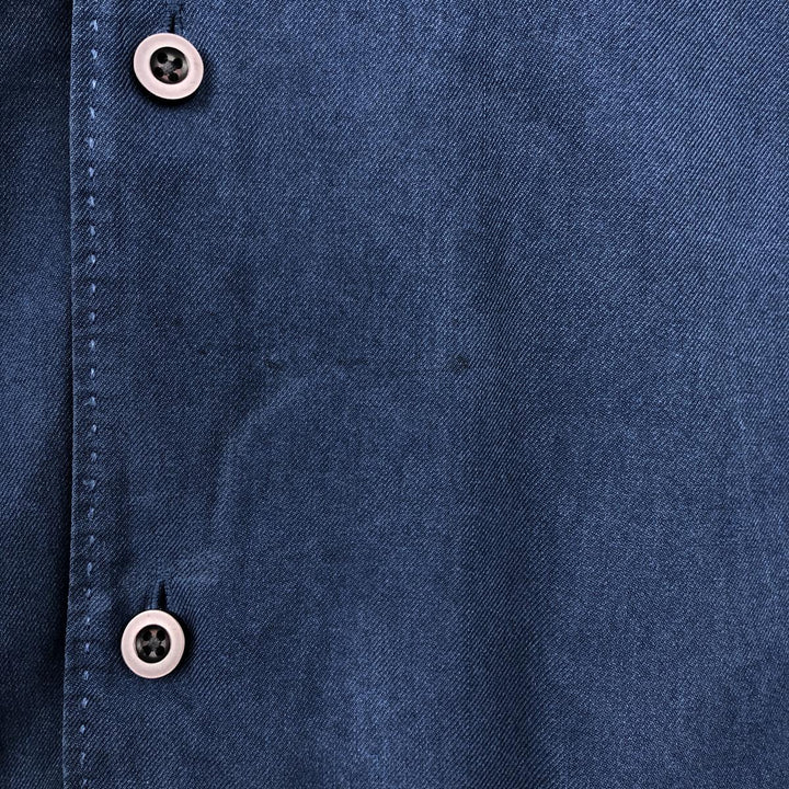 Tommy Bahama Original Fit Short Sleeve Open Collar Silk Shirt, Men's XL silk Navy blue Vintage Second Hand