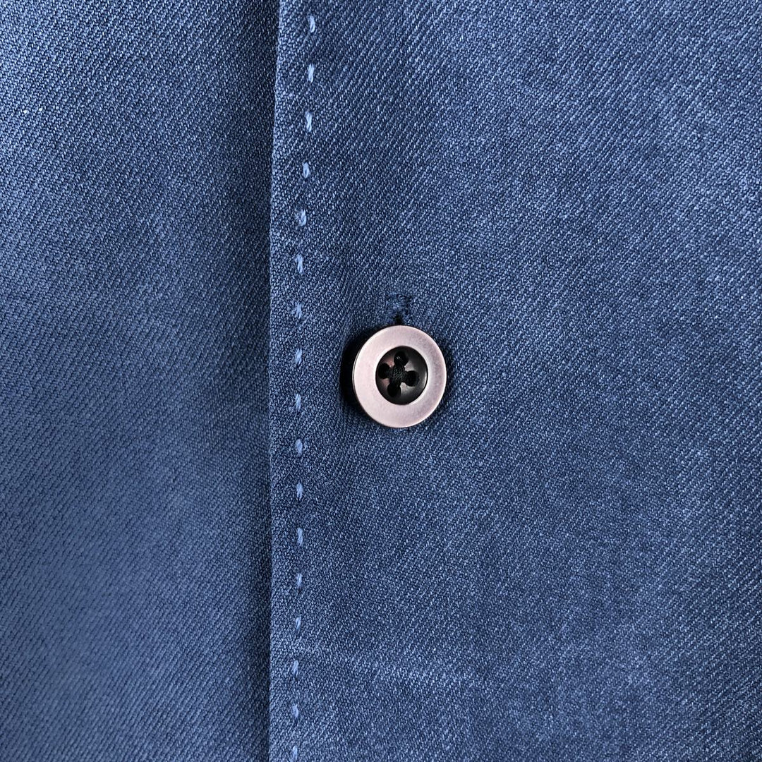 Tommy Bahama Original Fit Short Sleeve Open Collar Silk Shirt, Men's XL silk Navy blue Vintage Second Hand