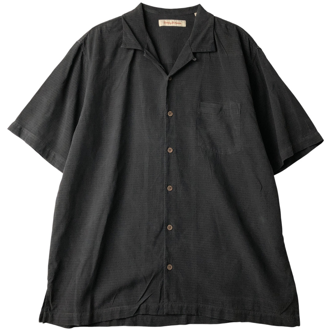 Tommy Bahama short sleeve open collar silk shirt, box shirt, men's size L silk black type Vintage Second Hand