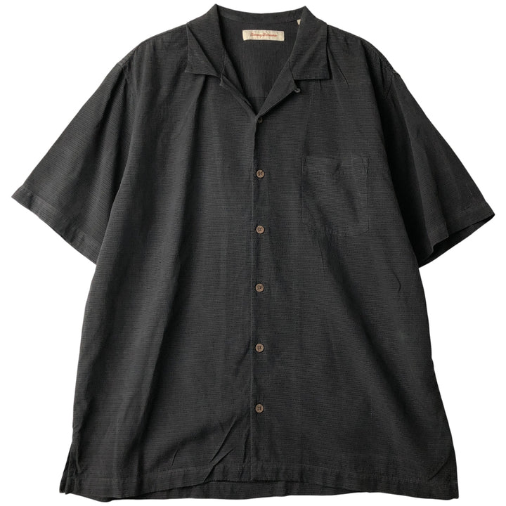 Tommy Bahama short sleeve open collar silk shirt, box shirt, men's size L silk black type Vintage Second Hand