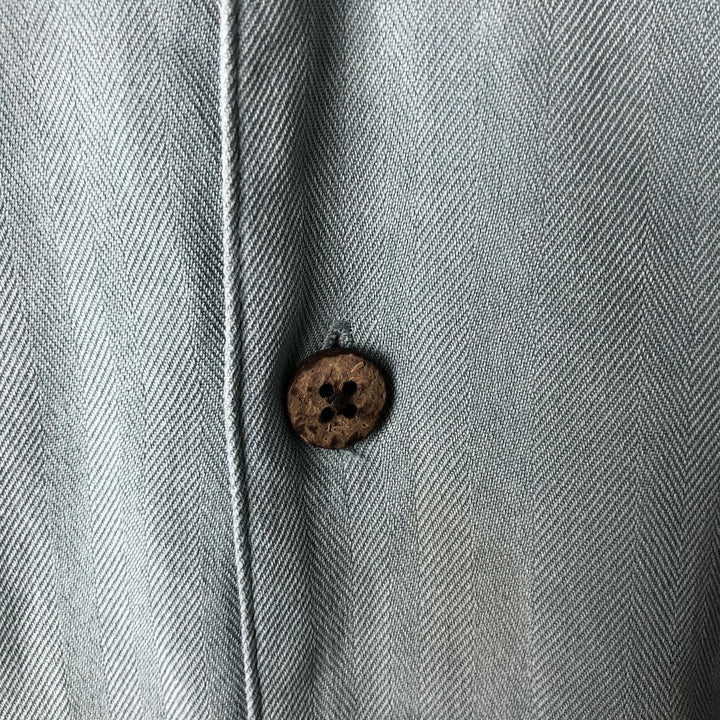 JOS.A.BANK Herringbone Short Sleeve Open Collar Silk Shirt, Men's Size L silk Blue type light blue Vintage Second Hand