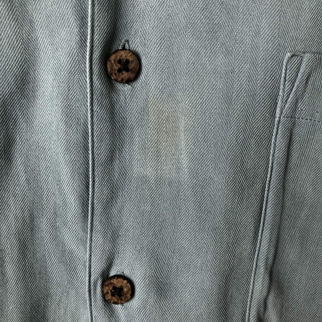 JOS.A.BANK Herringbone Short Sleeve Open Collar Silk Shirt, Men's Size L silk Blue type light blue Vintage Second Hand