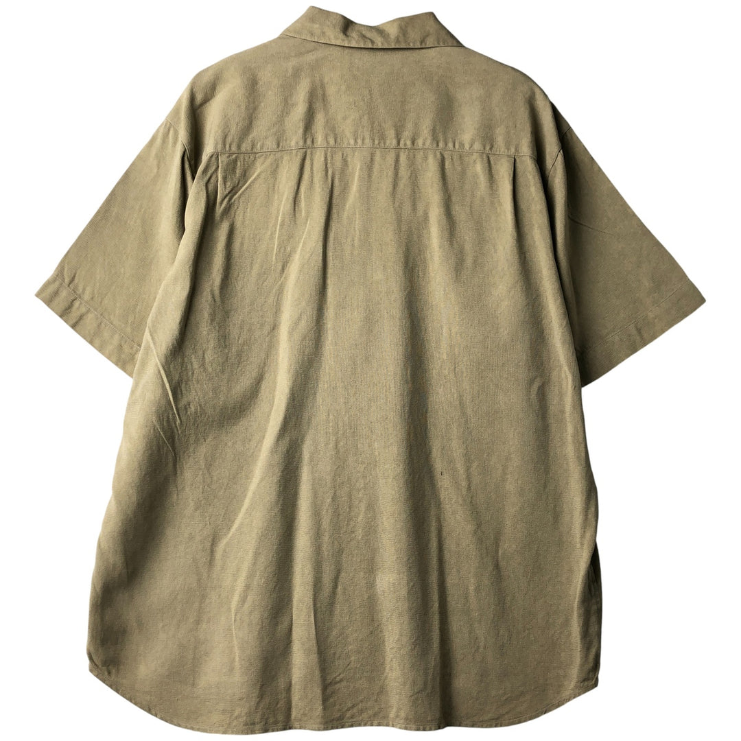 PER LUI PER LEI Short Sleeve Open Collar Silk Shirt, Men's Size L silk Khaki type Vintage Second Hand