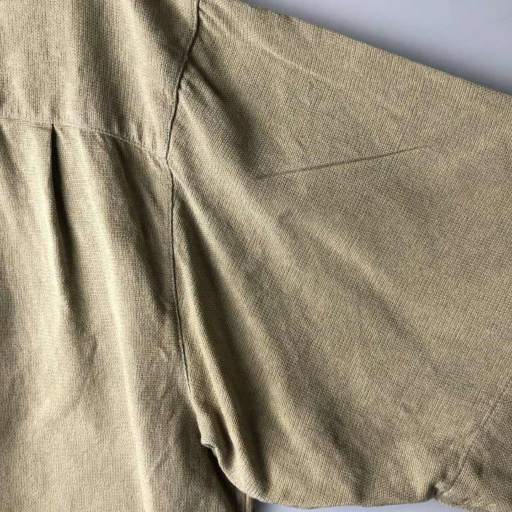 PER LUI PER LEI Short Sleeve Open Collar Silk Shirt, Men's Size L silk Khaki type Vintage Second Hand