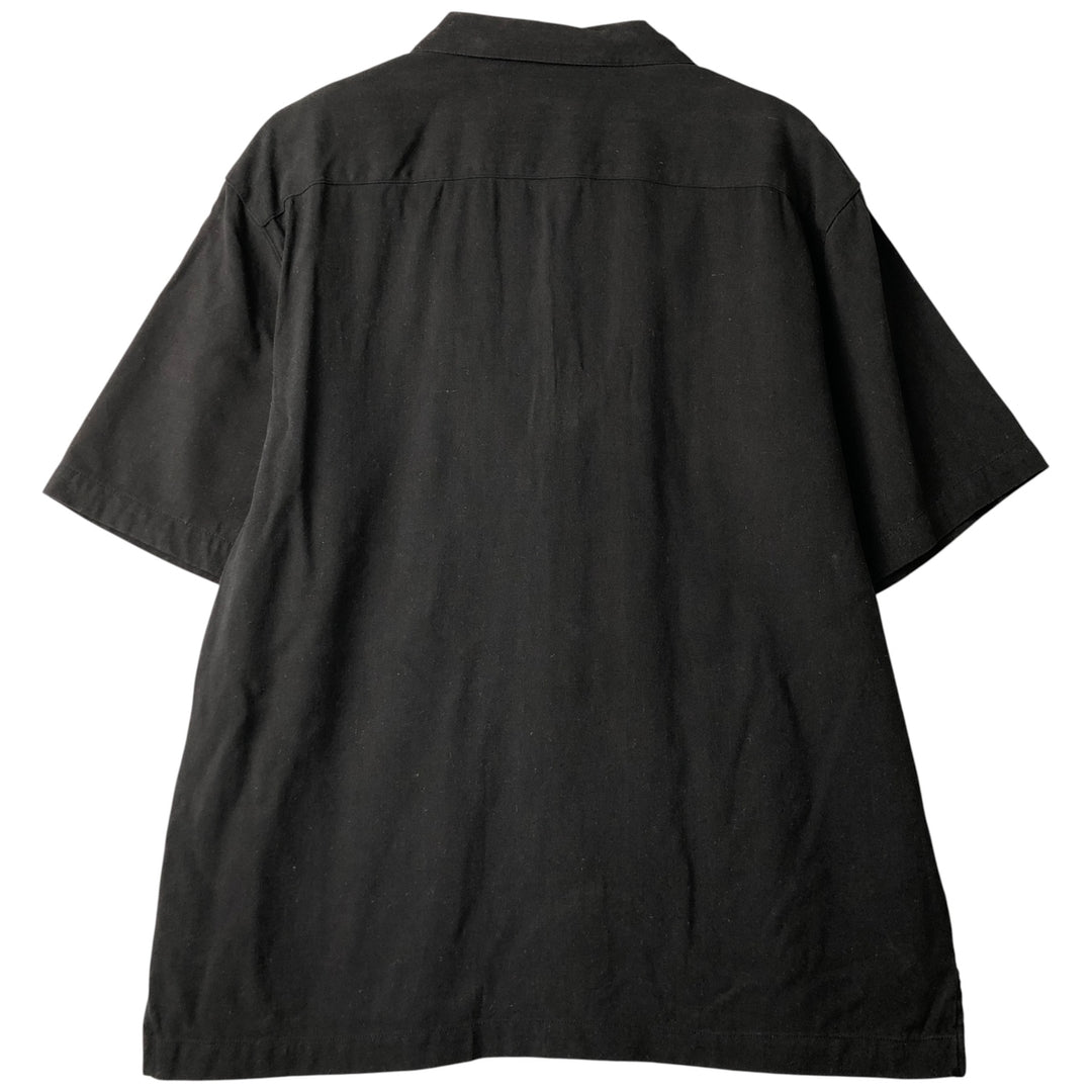 EAGLE DAY GOODS Herringbone Short Sleeve Open Collar Silk Shirt, Box Shirt, Men's XL silk black type Vintage Second Hand