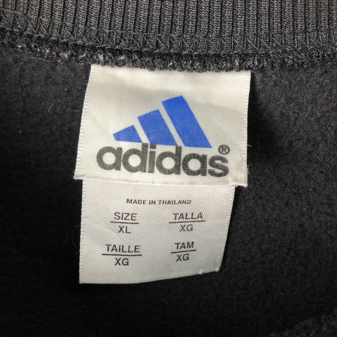 2000'S Adidas fleece sweatshirt, men's size XL polyester black type Vintage Second Hand