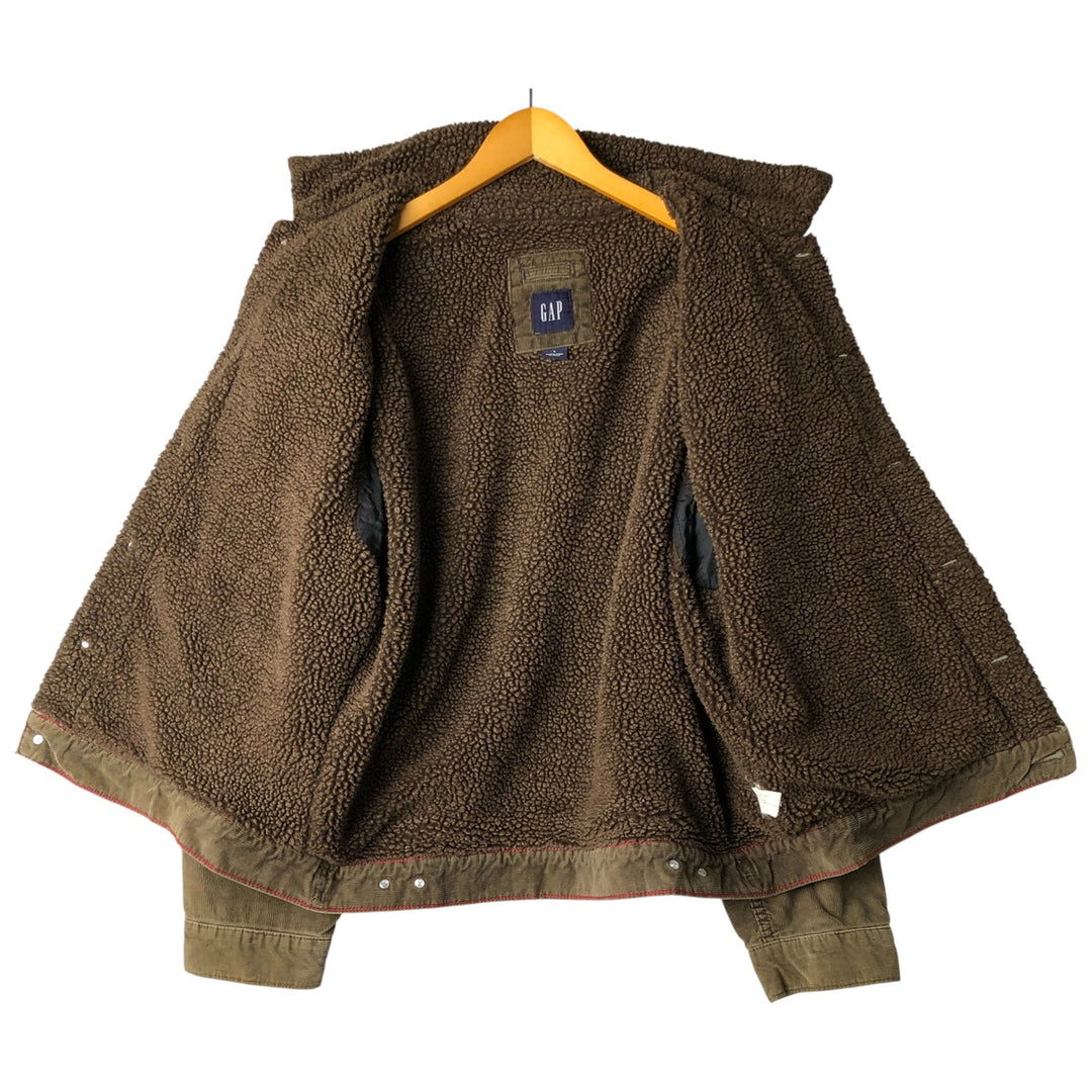2000'S GAP padded corduroy boa jacket, men's size L cotton Khaki type Vintage Second Hand