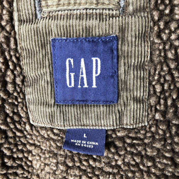 2000'S GAP padded corduroy boa jacket, men's size L cotton Khaki type Vintage Second Hand