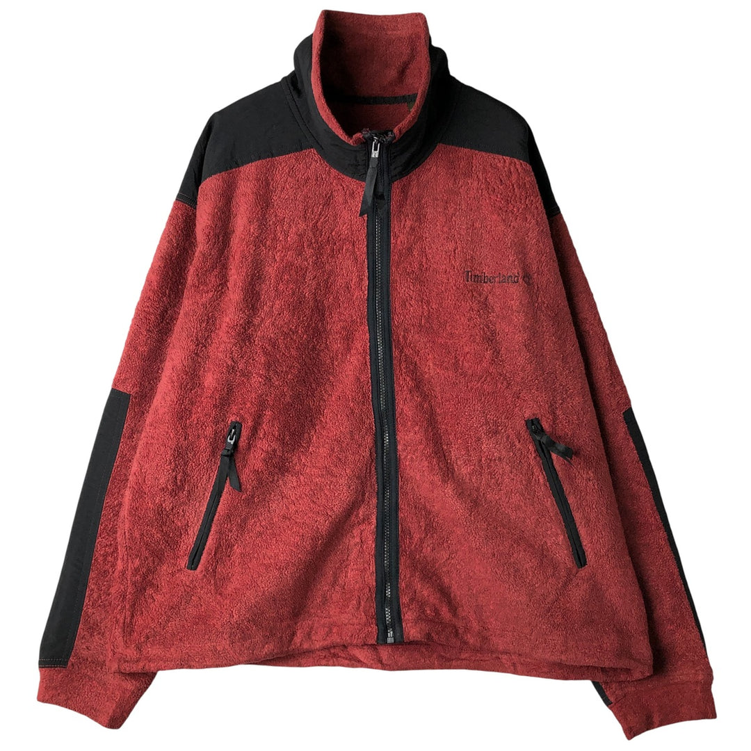 Vintage 90'S Timberland WEATHERGEAR fleece jacket, made in the USA, size M. polyester burgundy type Vintage Second Hand