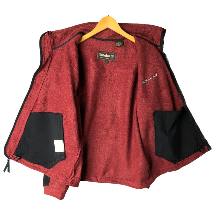 Vintage 90'S Timberland WEATHERGEAR fleece jacket, made in the USA, size M. polyester burgundy type Vintage Second Hand