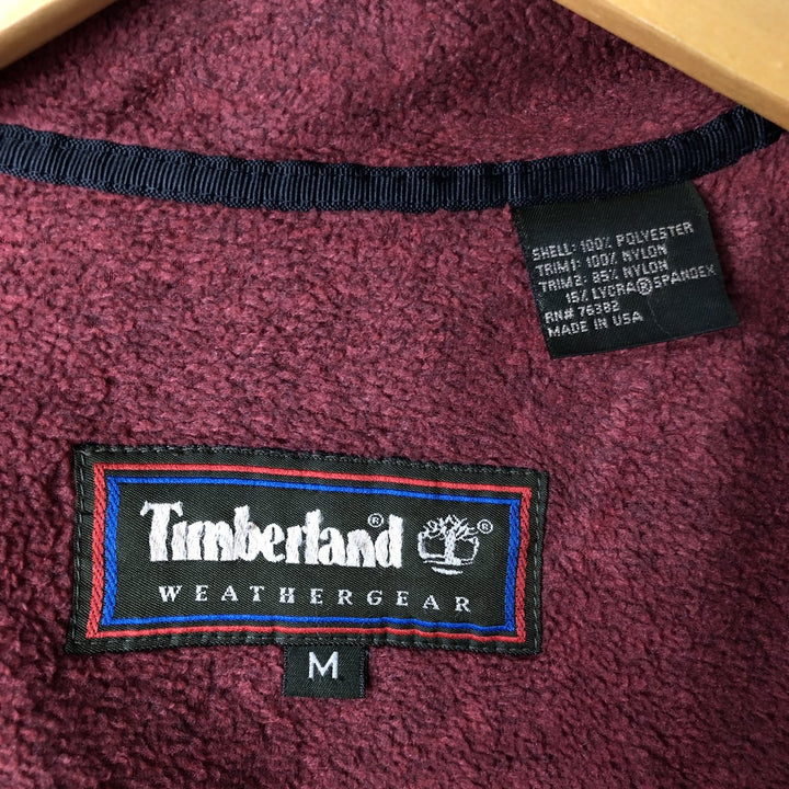 Vintage 90'S Timberland WEATHERGEAR fleece jacket, made in the USA, size M. polyester burgundy type Vintage Second Hand