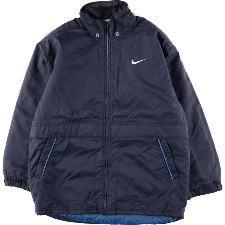 90'S Nike Back Logo Padded Puffer Jacket Men's Medium Vintage Nylon navy blue type Vintage Second Hand
