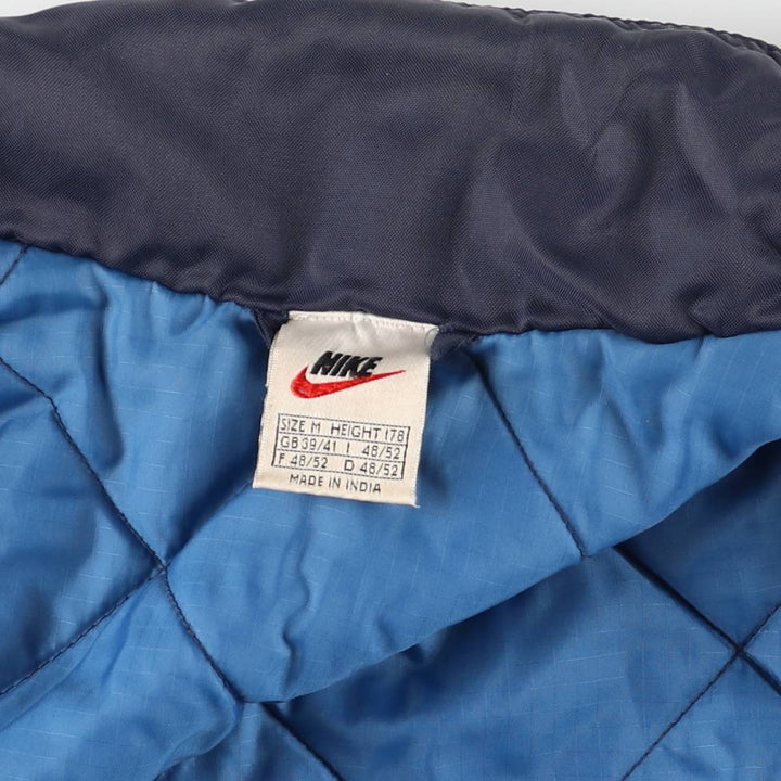 90'S Nike Back Logo Padded Puffer Jacket Men's Medium Vintage Nylon navy blue type Vintage Second Hand