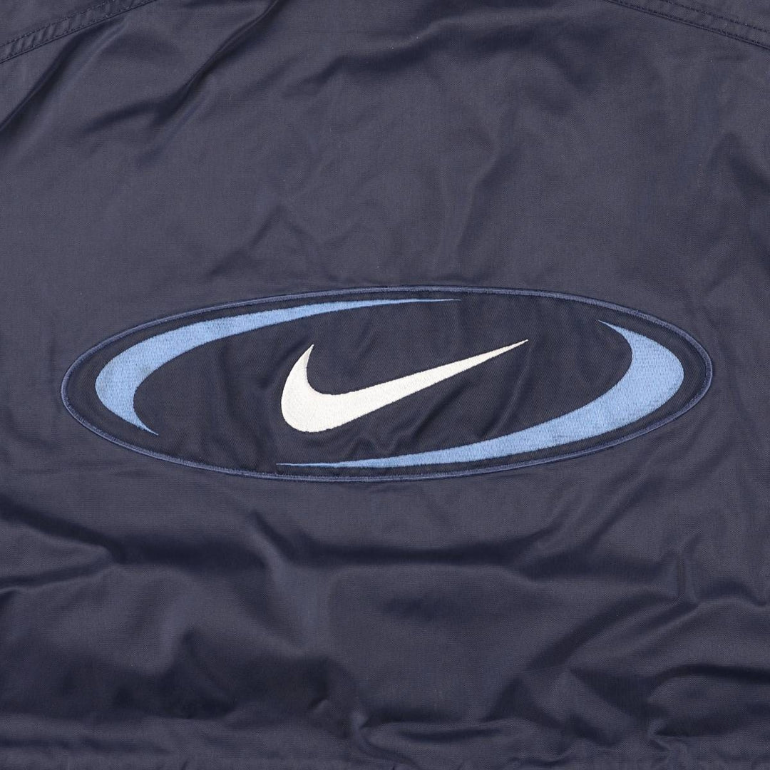90'S Nike Back Logo Padded Puffer Jacket Men's Medium Vintage Nylon navy blue type Vintage Second Hand