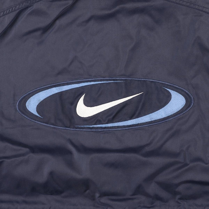 90'S Nike Back Logo Padded Puffer Jacket Men's Medium Vintage Nylon navy blue type Vintage Second Hand