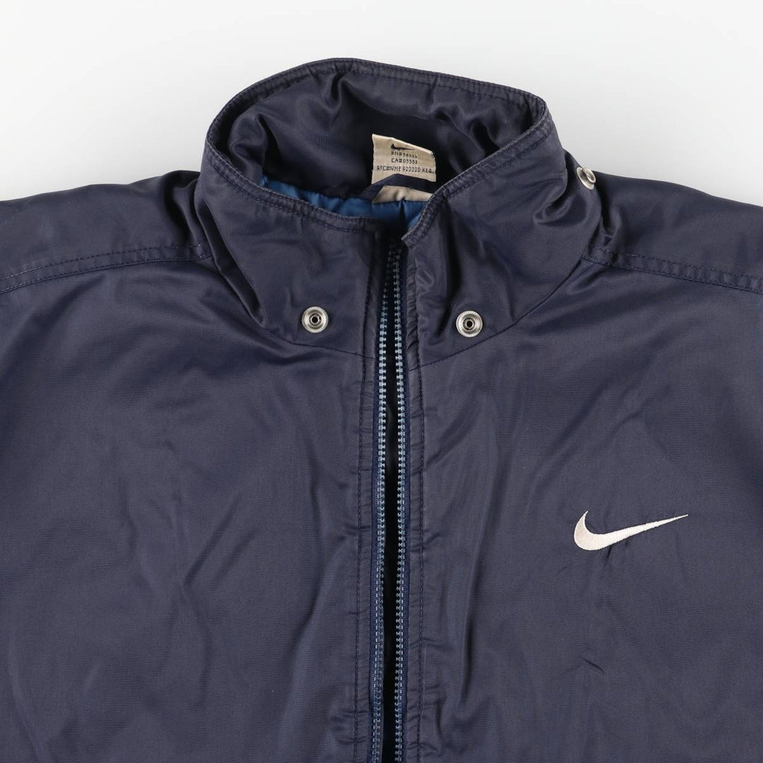 90'S Nike Back Logo Padded Puffer Jacket Men's Medium Vintage Nylon navy blue type Vintage Second Hand