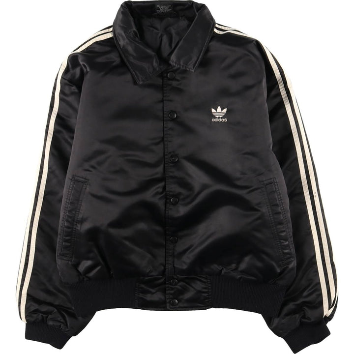 90s-00'S Adidas Trefoil logo, large back logo, collared padded puffer jacket, men's size M Nylon black type Vintage Second Hand