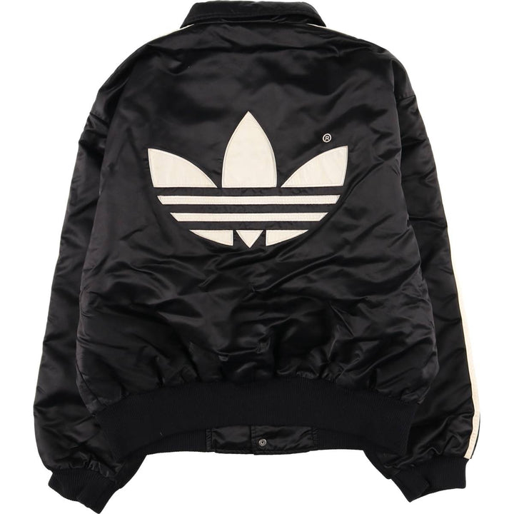 90s-00'S Adidas Trefoil logo, large back logo, collared padded puffer jacket, men's size M Nylon black type Vintage Second Hand