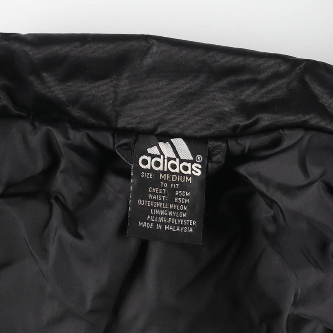 90s-00'S Adidas Trefoil logo, large back logo, collared padded puffer jacket, men's size M Nylon black type Vintage Second Hand