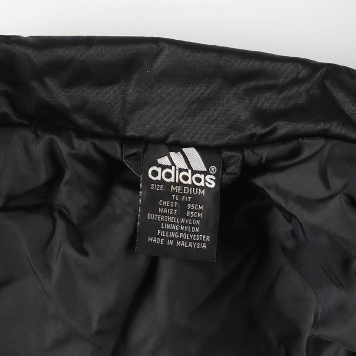 90s-00'S Adidas Trefoil logo, large back logo, collared padded puffer jacket, men's size M Nylon black type Vintage Second Hand