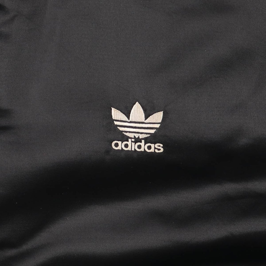 90s-00'S Adidas Trefoil logo, large back logo, collared padded puffer jacket, men's size M Nylon black type Vintage Second Hand