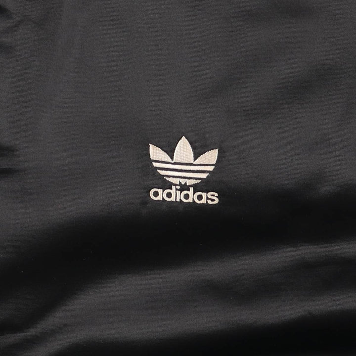 90s-00'S Adidas Trefoil logo, large back logo, collared padded puffer jacket, men's size M Nylon black type Vintage Second Hand