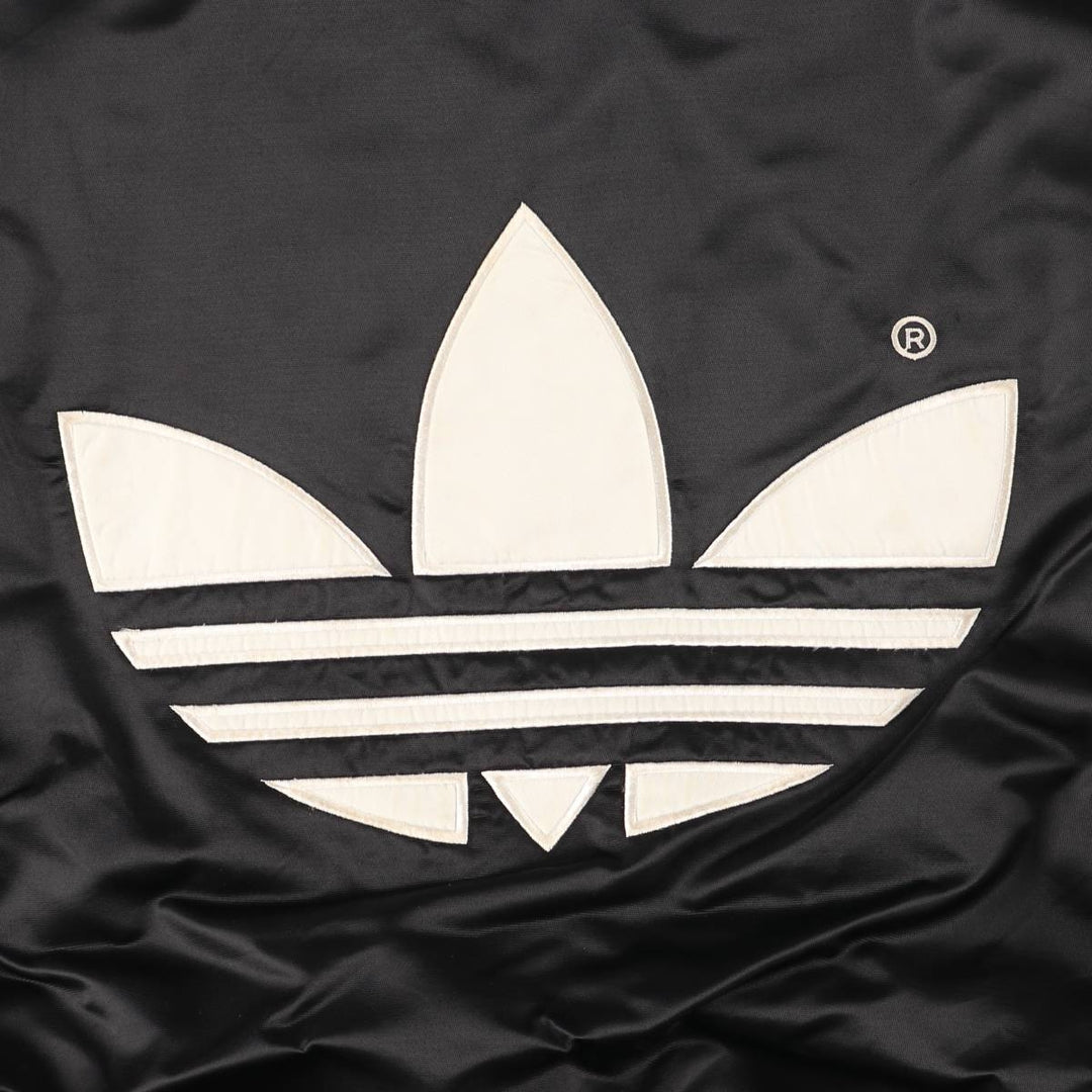 90s-00'S Adidas Trefoil logo, large back logo, collared padded puffer jacket, men's size M Nylon black type Vintage Second Hand