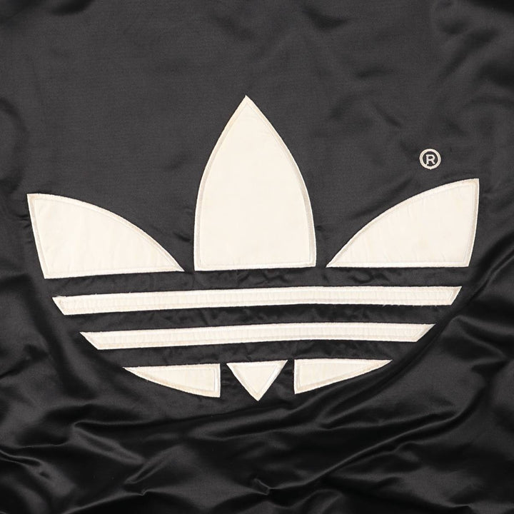 90s-00'S Adidas Trefoil logo, large back logo, collared padded puffer jacket, men's size M Nylon black type Vintage Second Hand