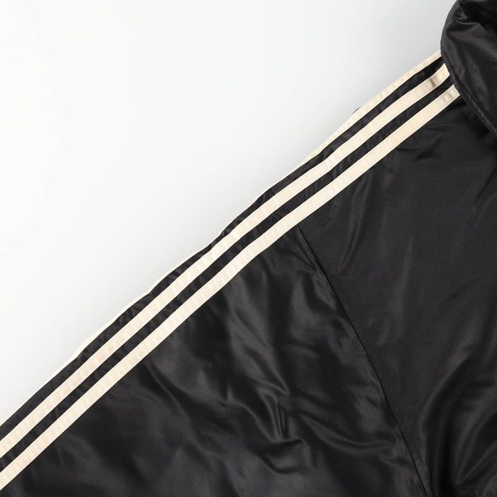 90s-00'S Adidas Trefoil logo, large back logo, collared padded puffer jacket, men's size M Nylon black type Vintage Second Hand
