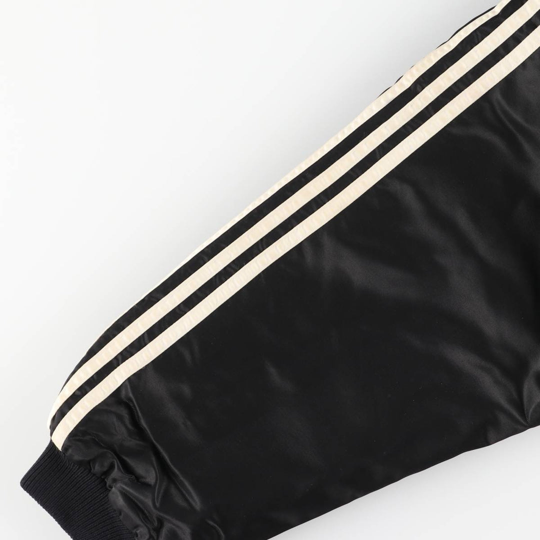 90s-00'S Adidas Trefoil logo, large back logo, collared padded puffer jacket, men's size M Nylon black type Vintage Second Hand