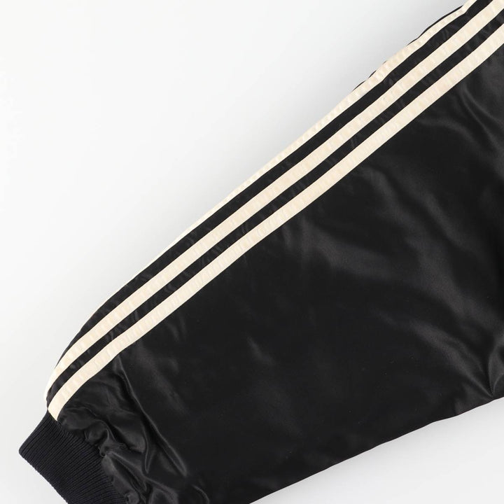 90s-00'S Adidas Trefoil logo, large back logo, collared padded puffer jacket, men's size M Nylon black type Vintage Second Hand