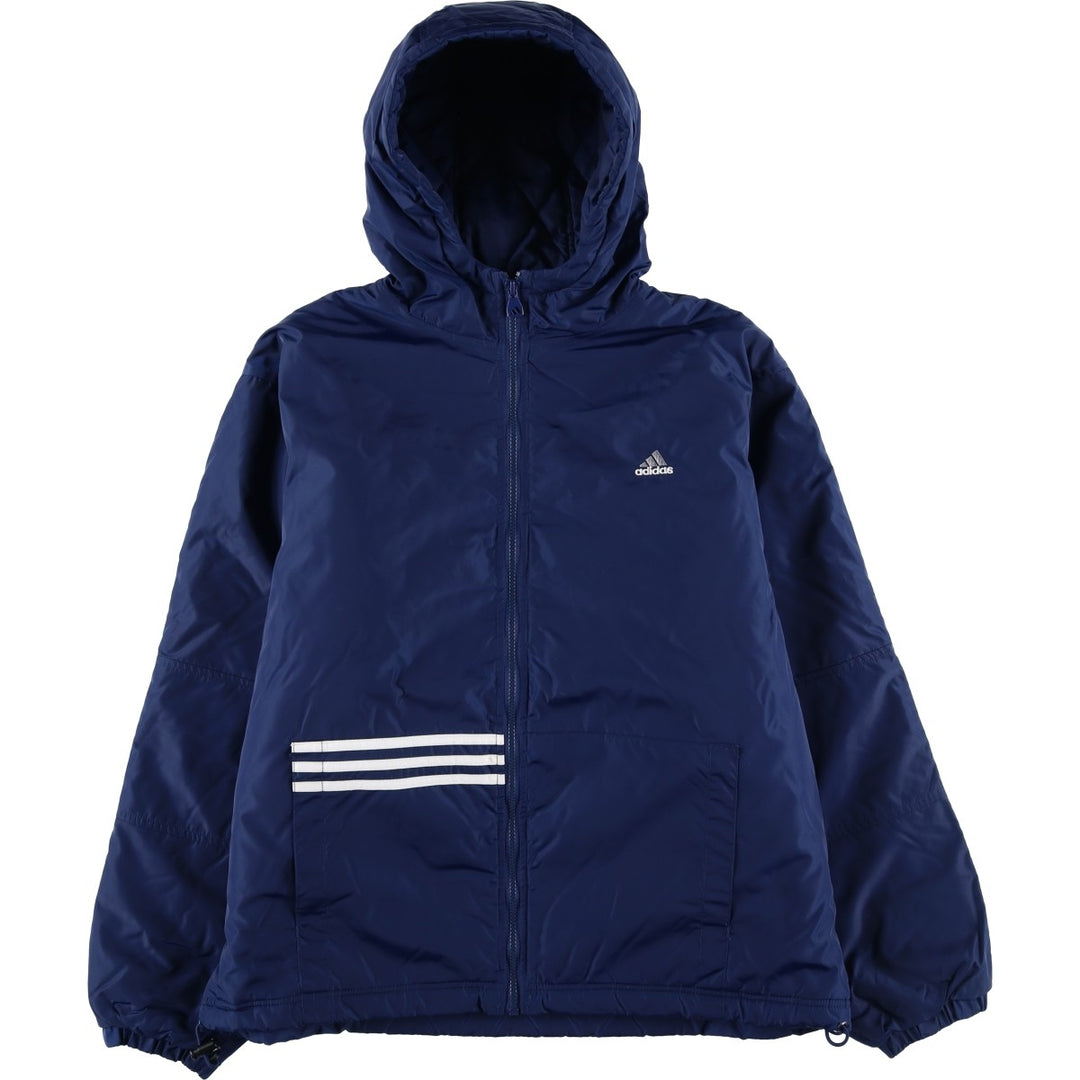 Vintage 90'S adidas padded hoodie/puffer jacket, size M, men's Nylon navy blue type Vintage Second Hand