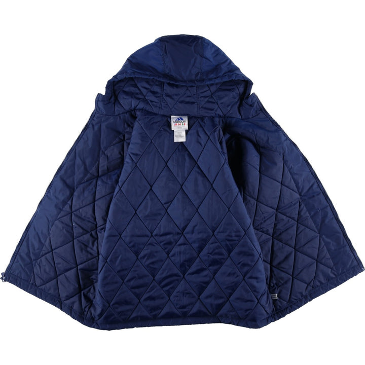 Vintage 90'S adidas padded hoodie/puffer jacket, size M, men's Nylon navy blue type Vintage Second Hand