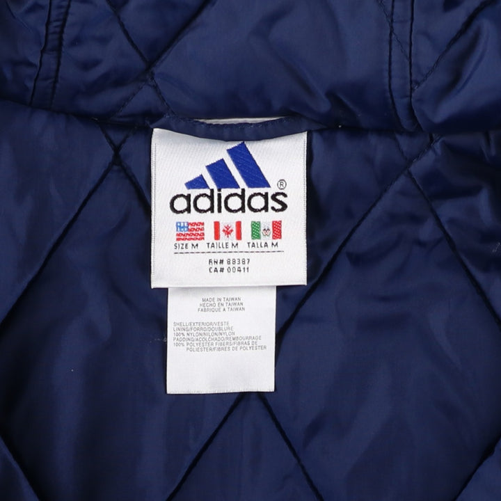 Vintage 90'S adidas padded hoodie/puffer jacket, size M, men's Nylon navy blue type Vintage Second Hand
