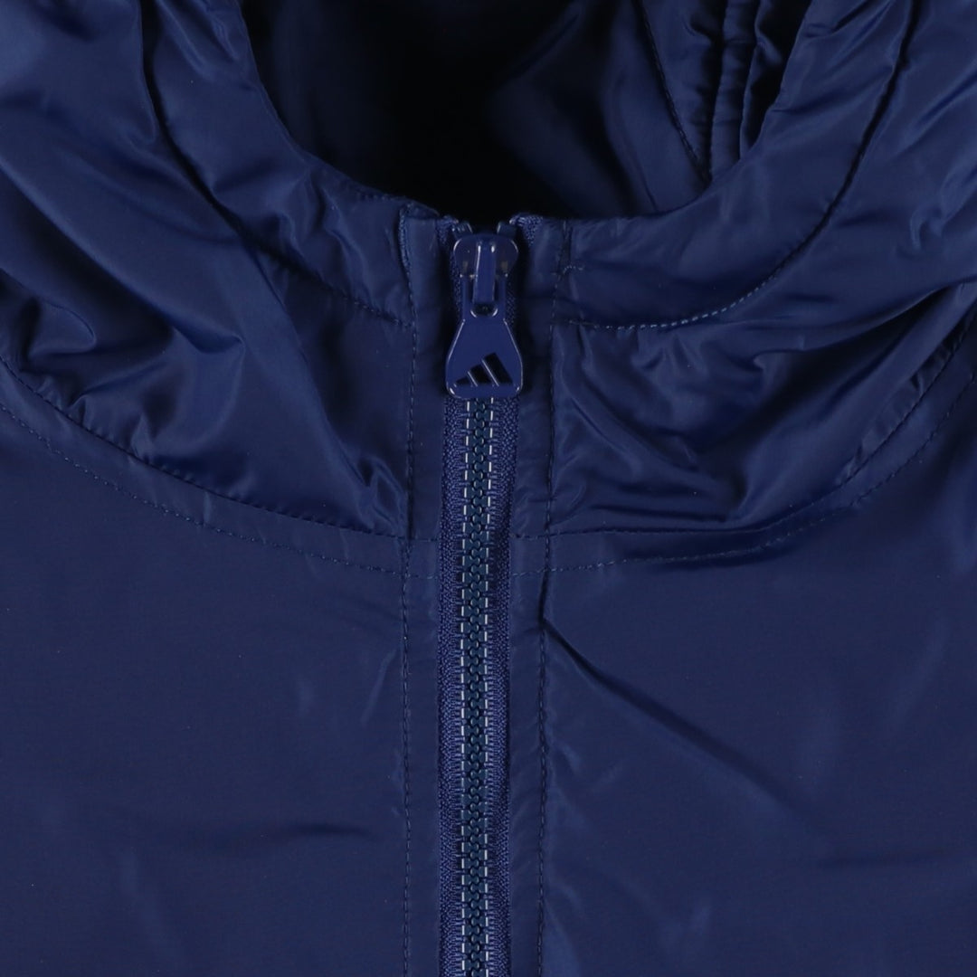 Vintage 90'S adidas padded hoodie/puffer jacket, size M, men's Nylon navy blue type Vintage Second Hand