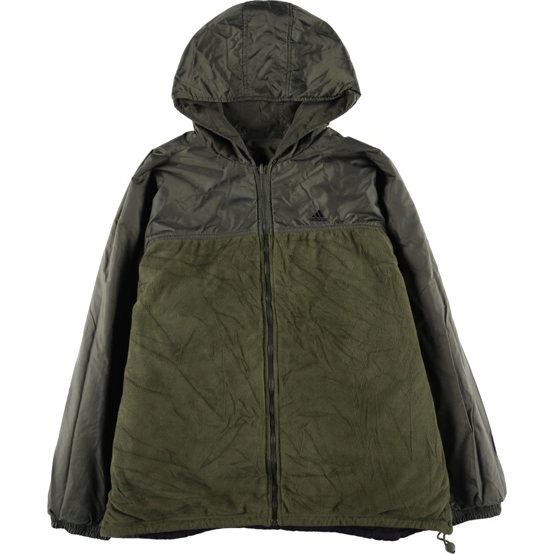 Adidas reversible padded puffer jacket, men's size XL Nylon Khaki type sage green Vintage Second Hand