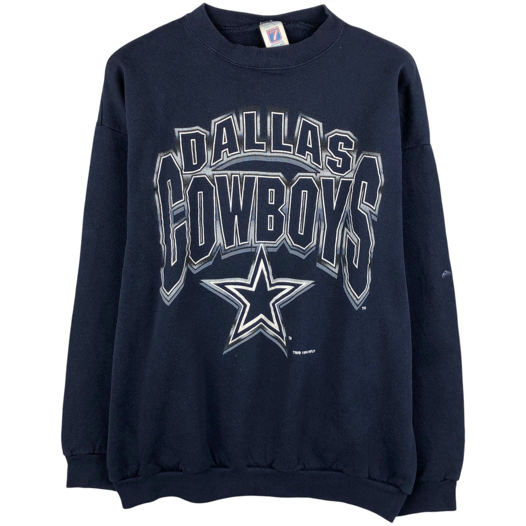 Vintage '90'S Logo Seven NFL Dallas Cowboys Print Sweatshirt, Made in USA, Men's Size XL cotton navy blue type Vintage Second Hand