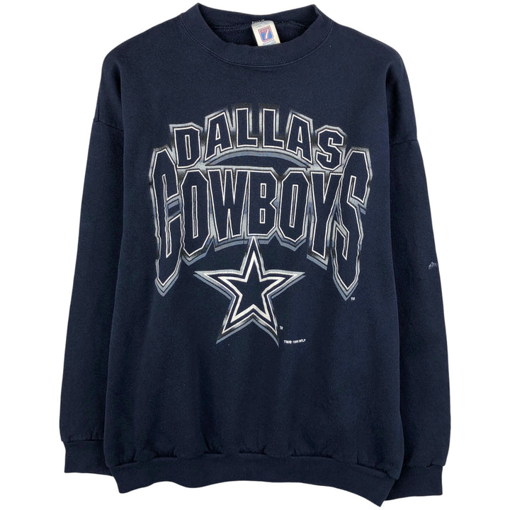 Vintage '90'S Logo Seven NFL Dallas Cowboys Print Sweatshirt, Made in USA, Men's Size XL cotton navy blue type Vintage Second Hand