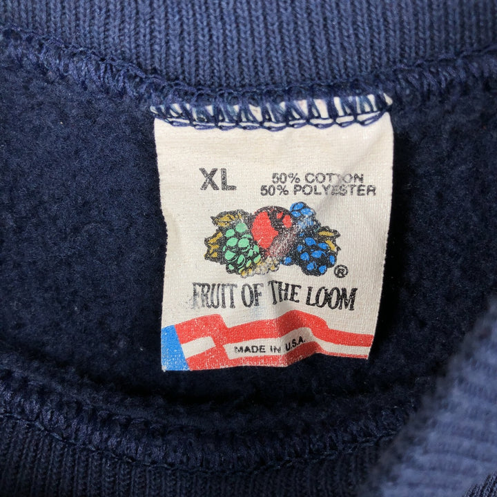 90'S Fruit of the Loom MLB Atlanta Braves Print Sweatshirt, Made in USA, Men's Size XL cotton navy blue type Vintage Second Hand