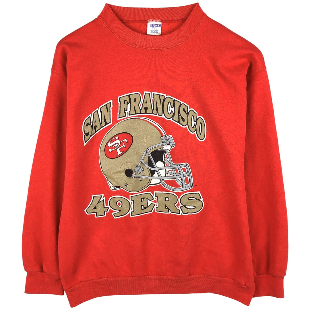 90'S TRENCH NFL San Francisco 49ers Print Sweatshirt, Made in USA, Men's Size L cotton orange type Vintage Second Hand