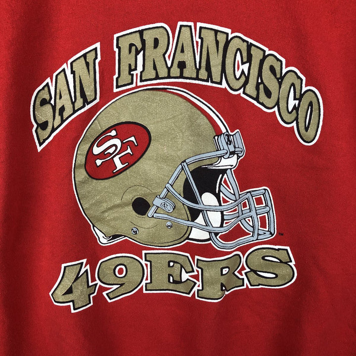 90'S TRENCH NFL San Francisco 49ers Print Sweatshirt, Made in USA, Men's Size L cotton orange type Vintage Second Hand