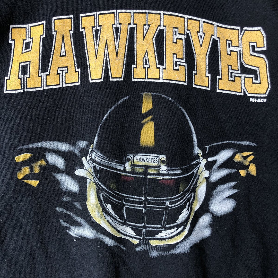 90'S Vintage TSI Heavyweight IOWA University of Iowa Print Sweatshirt, Made in USA, Men's Size XL cotton black type Vintage Second Hand