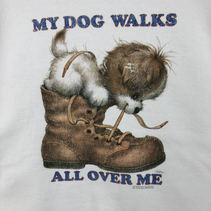 Vintage 90'S Delta Animal Pattern Dog Print Sweatshirt, Made in USA, Men's XL polyester white type Vintage Second Hand