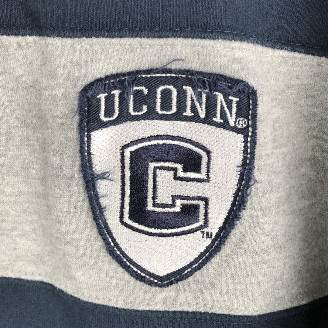 Champion Border Pattern College Sweatshirt Half Button Hoodie, Men's Size L cotton gray type Vintage Second Hand